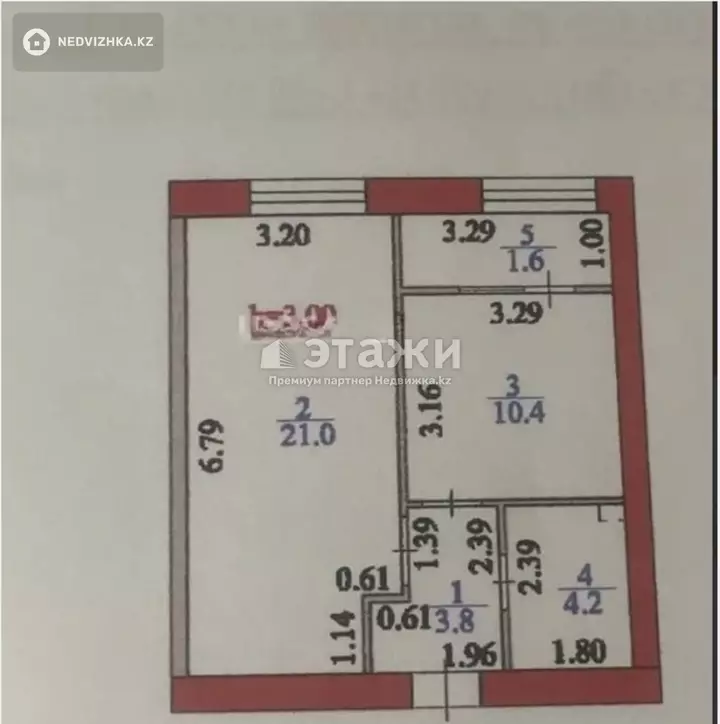 41 м², 1-комнатная квартира, этаж 7 из 9, 41 м², изображение - 1