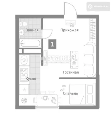 1-комнатная квартира, этаж 5 из 10, 38 м²