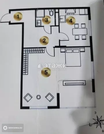 3-комнатная квартира, этаж 2 из 9, 74 м²