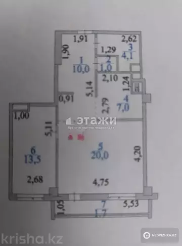 60 м², 2-комнатная квартира, этаж 13 из 13, 60 м², изображение - 8