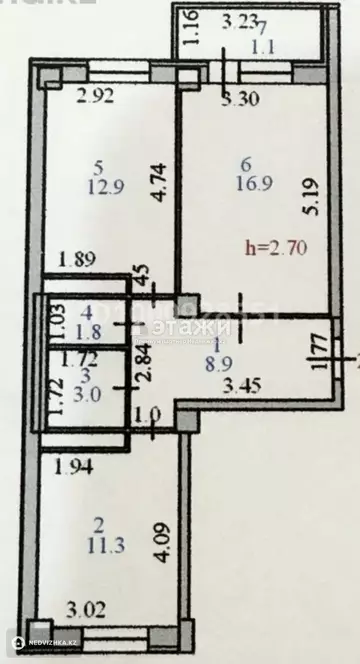 56 м², 2-комнатная квартира, этаж 4 из 13, 56 м², изображение - 12