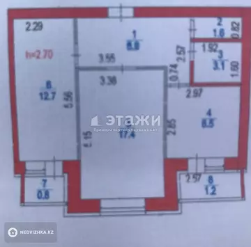 2-комнатная квартира, этаж 7 из 8, 55 м²