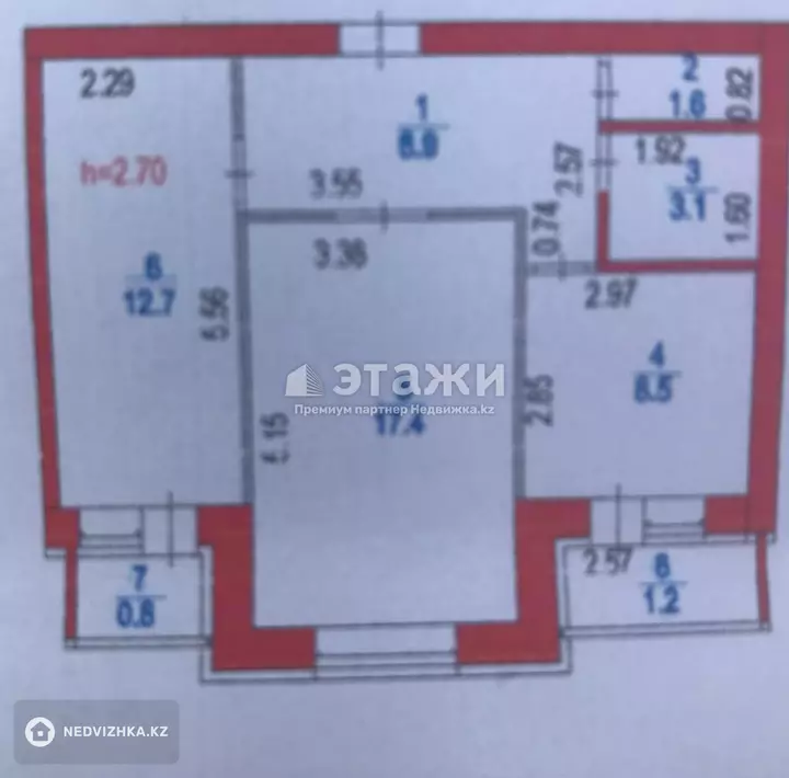 55 м², 2-комнатная квартира, этаж 7 из 8, 55 м², изображение - 1