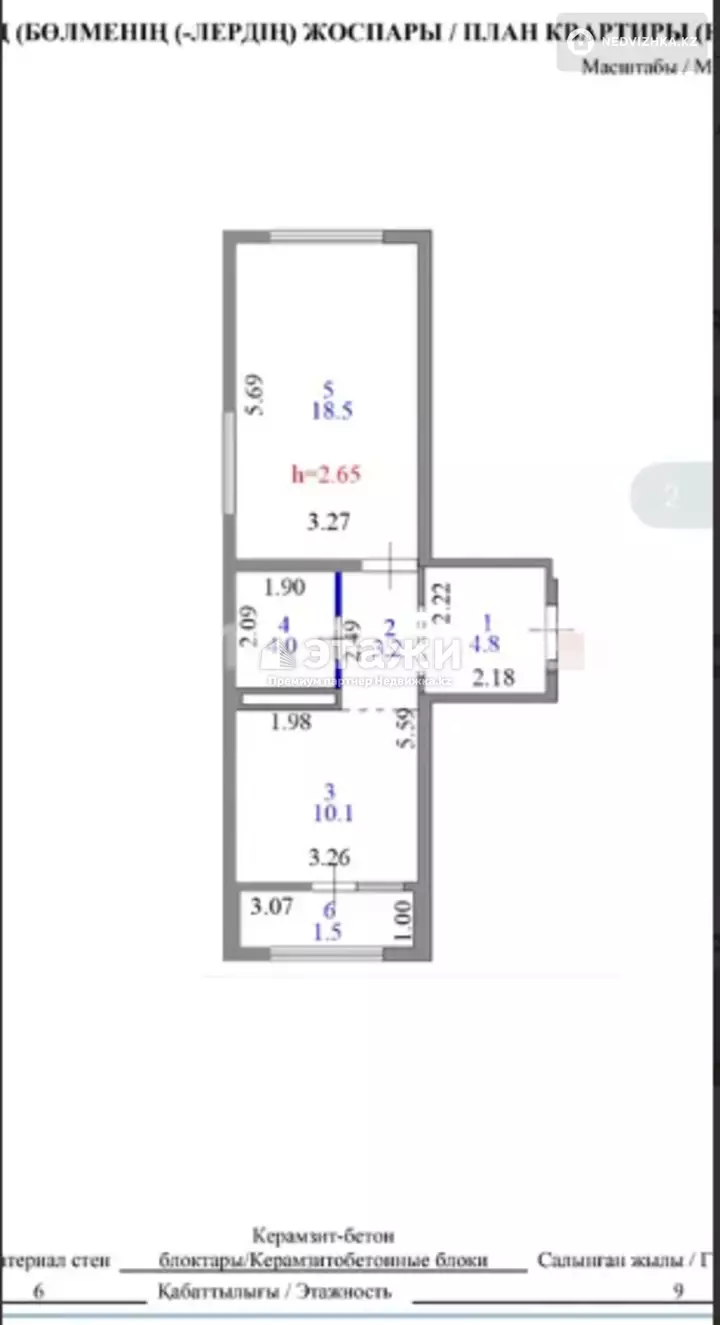 42.1 м², 1-комнатная квартира, этаж 6 из 9, 42 м², изображение - 1