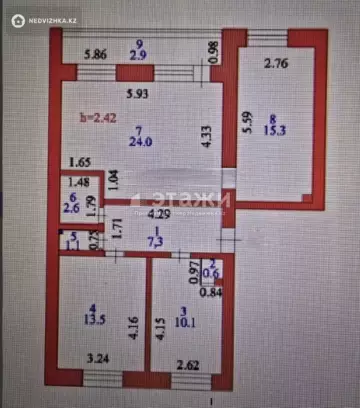 3-комнатная квартира, этаж 3 из 5, 76 м²