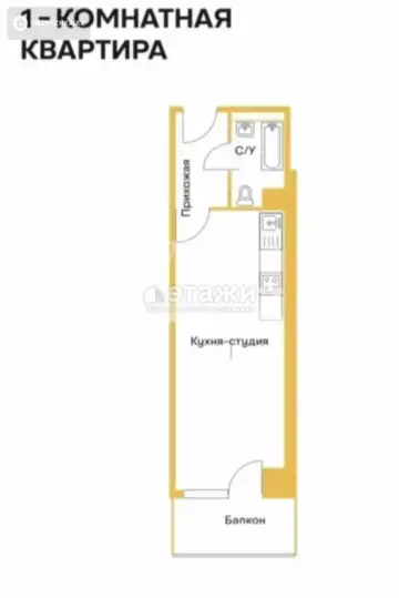 1-комнатная квартира, этаж 3 из 10, 38 м²