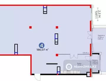 4-комнатная квартира, этаж 1 из 3, 187 м²