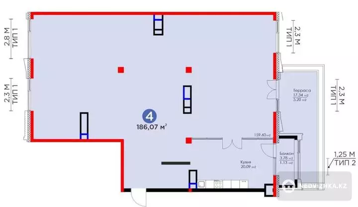 187 м², 4-комнатная квартира, этаж 1 из 3, 187 м², изображение - 1