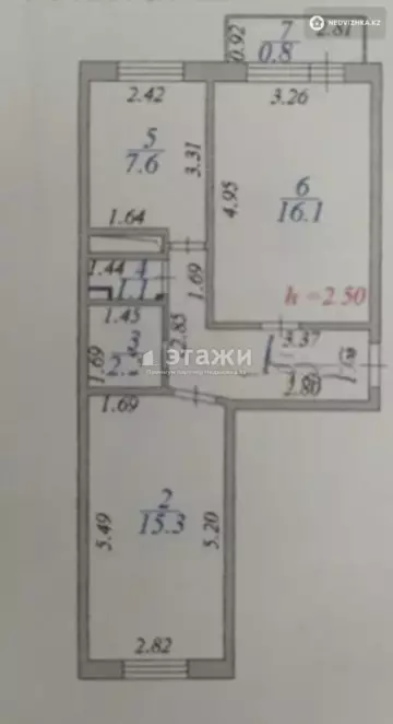 2-комнатная квартира, этаж 4 из 5, 51 м²