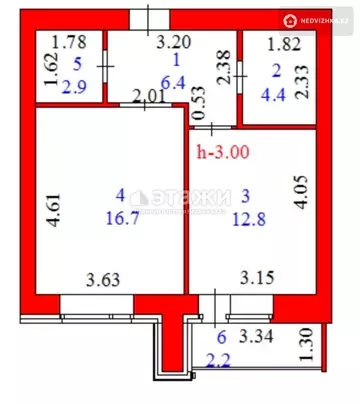 45.2 м², 1-комнатная квартира, этаж 2 из 9, 45 м², изображение - 12