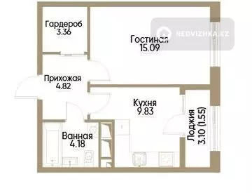 38.8 м², 1-комнатная квартира, этаж 9 из 9, 39 м², изображение - 8