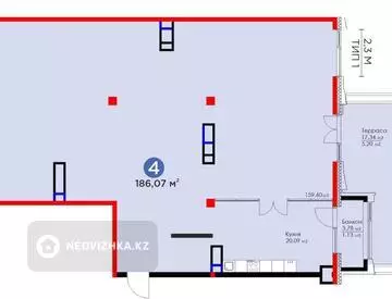 4-комнатная квартира, этаж 1 из 3, 187 м²