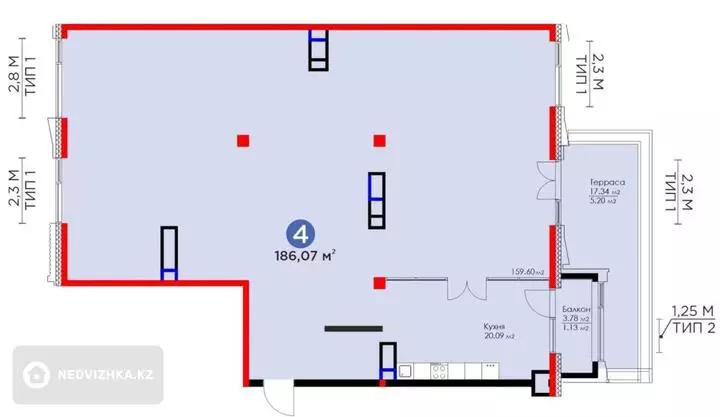 187 м², 4-комнатная квартира, этаж 1 из 3, 187 м², изображение - 1