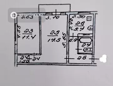 2-комнатная квартира, этаж 3 из 5, 46 м²