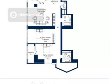 3-комнатная квартира, этаж 9 из 33, 116 м²