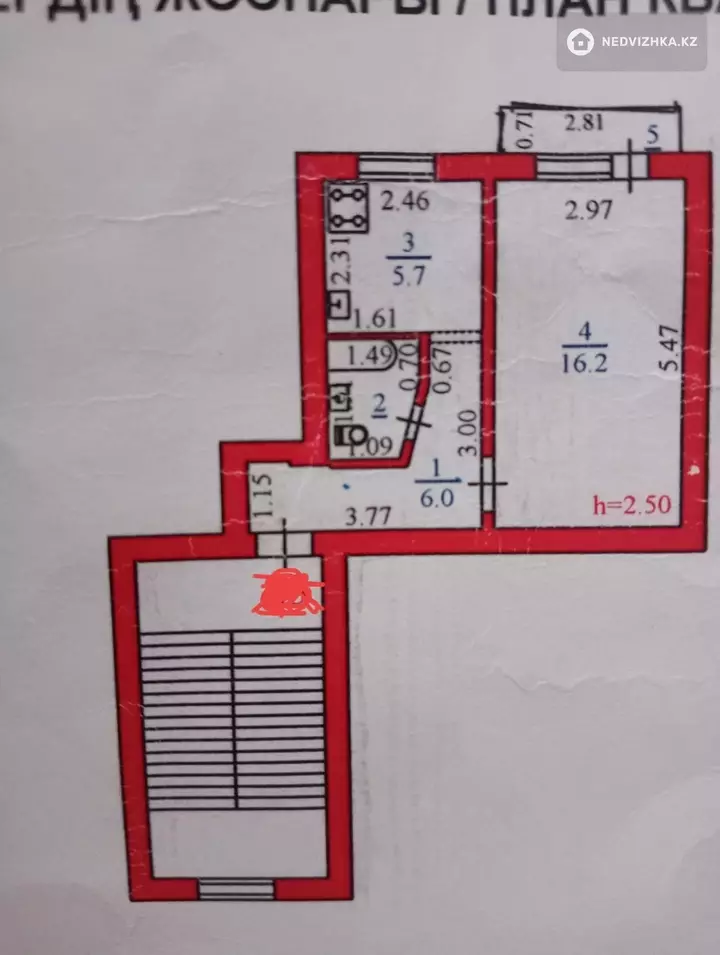 31.1 м², 1-комнатная квартира, этаж 2 из 4, 31 м², изображение - 1