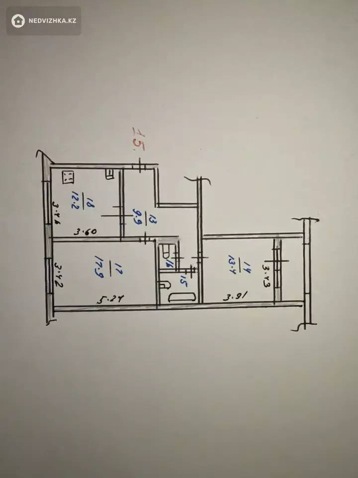 60 м², 2-комнатная квартира, этаж 5 из 9, 60 м², изображение - 1