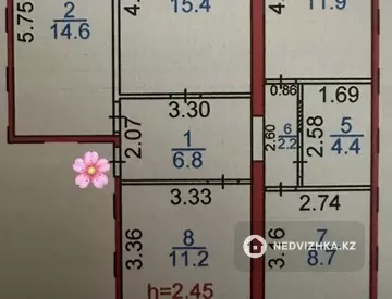 4-комнатная квартира, этаж 5 из 5, 77 м²