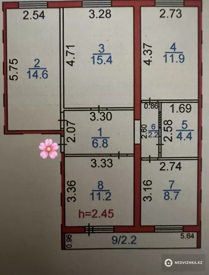77 м², 4-комнатная квартира, этаж 5 из 5, 77 м², изображение - 1