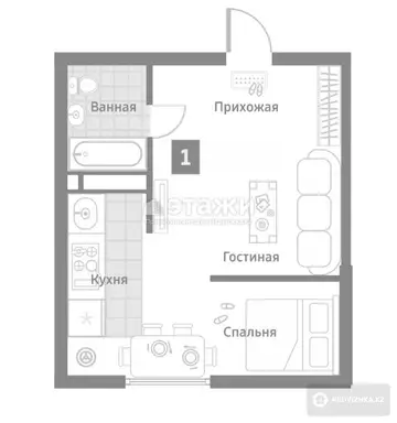 42 м², 1-комнатная квартира, этаж 16 из 18, 42 м², изображение - 7