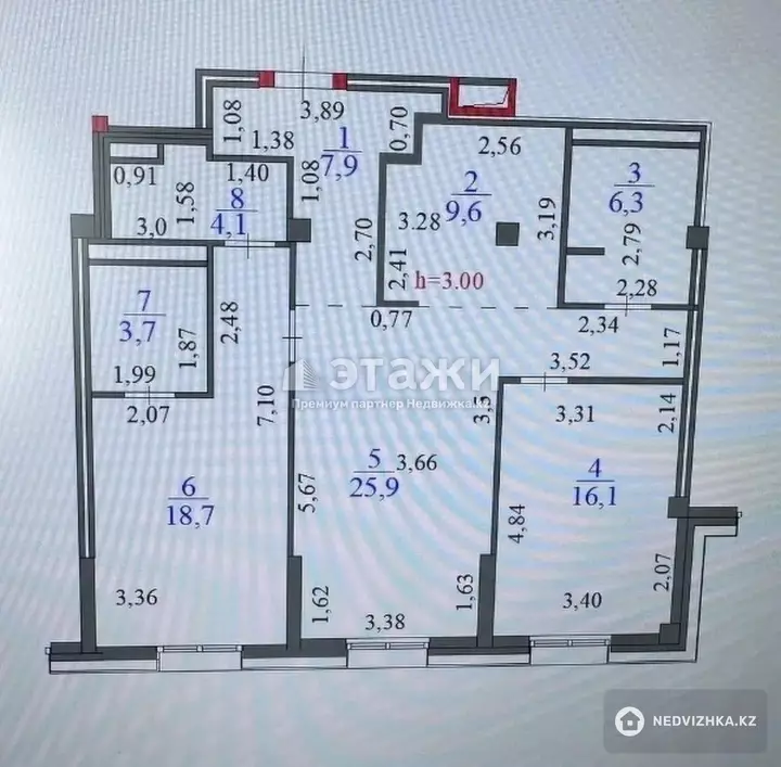 93 м², 3-комнатная квартира, этаж 13 из 14, 93 м², изображение - 1