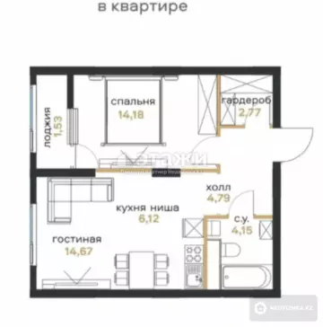 48 м², 2-комнатная квартира, этаж 4 из 12, 48 м², изображение - 5
