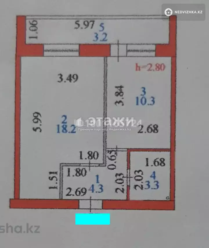 39.3 м², 1-комнатная квартира, этаж 3 из 9, 39 м², изображение - 1