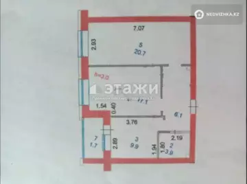 2-комнатная квартира, этаж 9 из 9, 62 м²