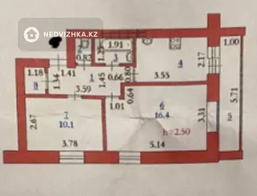 2-комнатная квартира, этаж 3 из 3, 48 м²