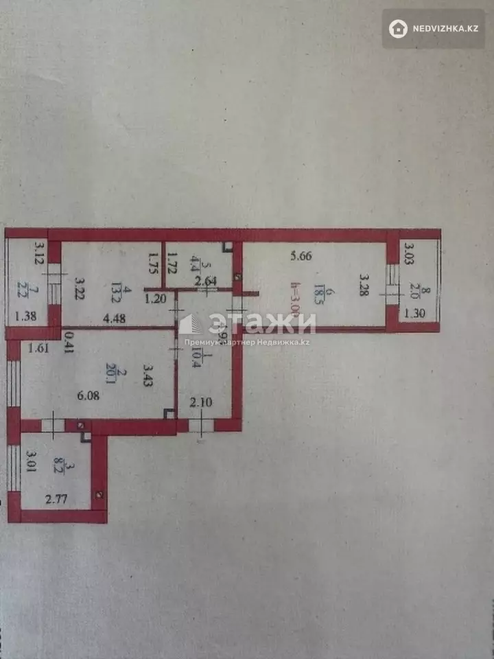 80 м², 3-комнатная квартира, этаж 12 из 12, 80 м², изображение - 1