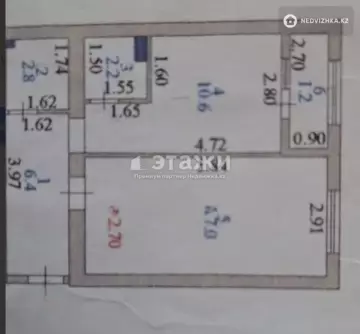 1-комнатная квартира, этаж 3 из 3, 40 м²