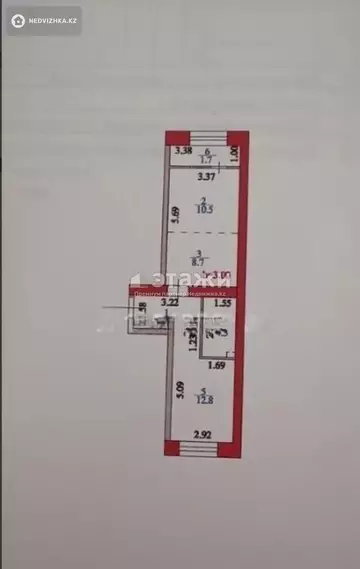 2-комнатная квартира, этаж 2 из 12, 43 м²