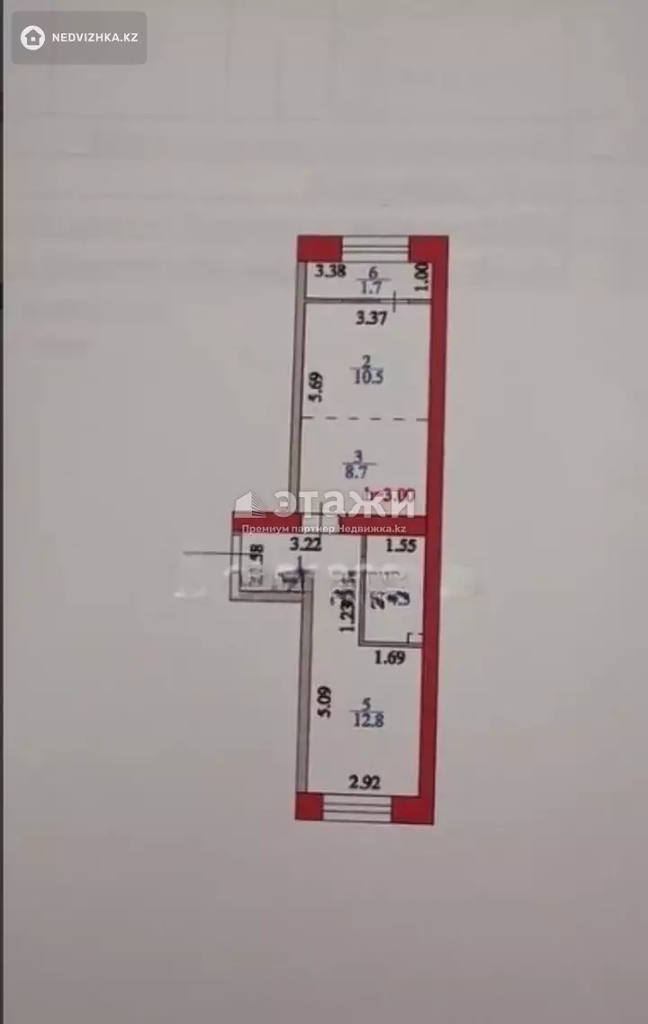 43.1 м², 2-комнатная квартира, этаж 2 из 12, 43 м², изображение - 1