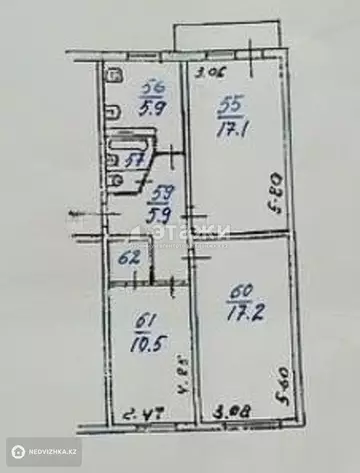 61.1 м², 3-комнатная квартира, этаж 4 из 5, 61 м², изображение - 16