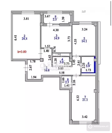 103 м², 3-комнатная квартира, этаж 7 из 9, 103 м², изображение - 14