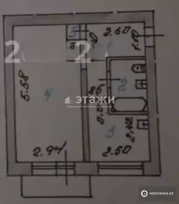 1-комнатная квартира, этаж 5 из 5, 30 м²
