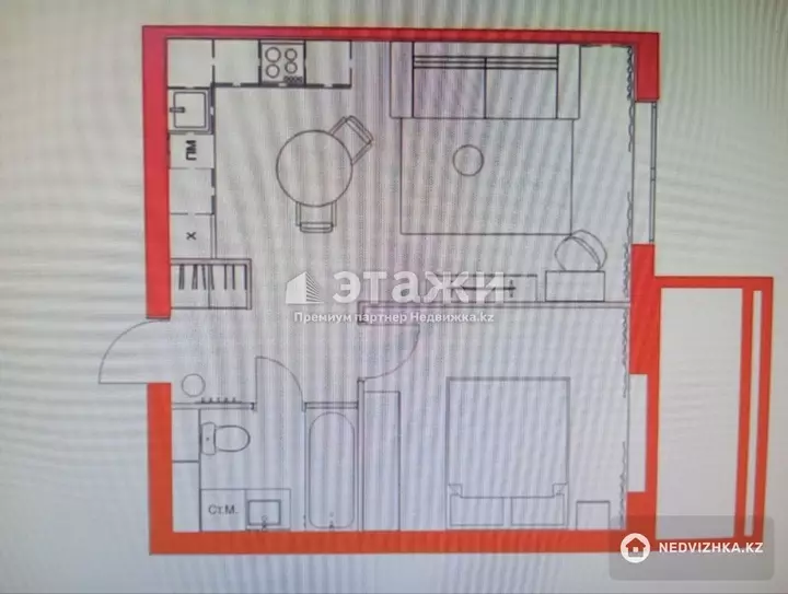 40 м², 2-комнатная квартира, этаж 8 из 12, 40 м², изображение - 1