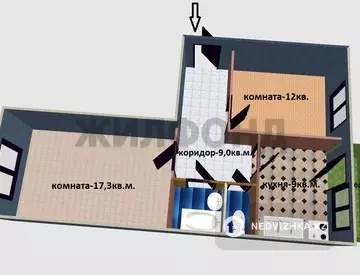 51.6 м², 2-комнатная квартира, этаж 5 из 5, 52 м², изображение - 26