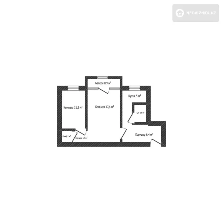 46 м², 2-комнатная квартира, этаж 2 из 5, 46 м², изображение - 1