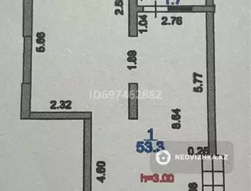 1-комнатная квартира, этаж 1 из 3, 55 м²