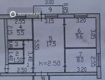 3-комнатная квартира, этаж 5 из 5, 50 м²