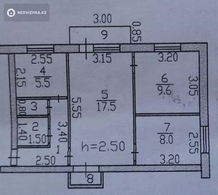 50.2 м², 3-комнатная квартира, этаж 5 из 5, 50 м², изображение - 1