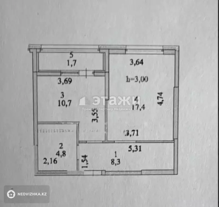 43 м², 1-комнатная квартира, этаж 3 из 14, 43 м², изображение - 1