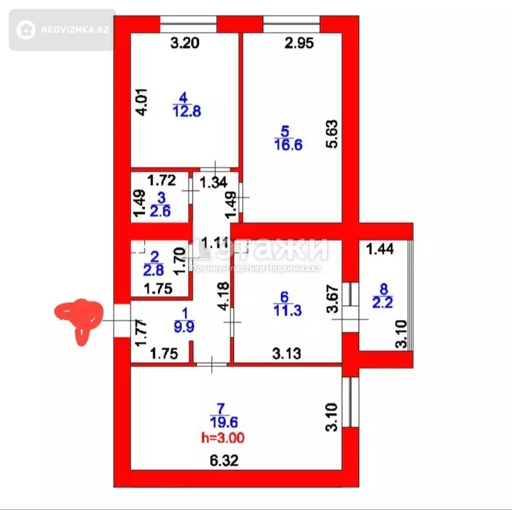 78 м², 3-комнатная квартира, этаж 9 из 12, 78 м², изображение - 1