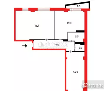 83 м², 2-комнатная квартира, этаж 12 из 19, 83 м², изображение - 12