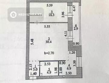 2-комнатная квартира, этаж 2 из 13, 65 м²