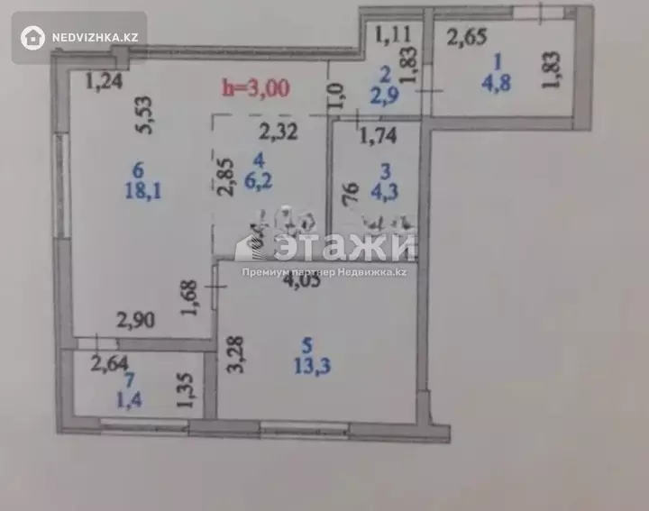 52 м², 2-комнатная квартира, этаж 9 из 18, 52 м², изображение - 1