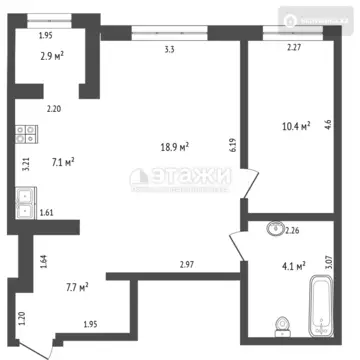 51.1 м², 2-комнатная квартира, этаж 3 из 9, 51 м², изображение - 12