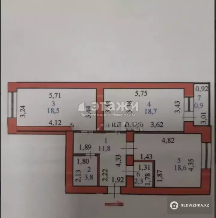 75 м², 2-комнатная квартира, этаж 3 из 9, 75 м², изображение - 1