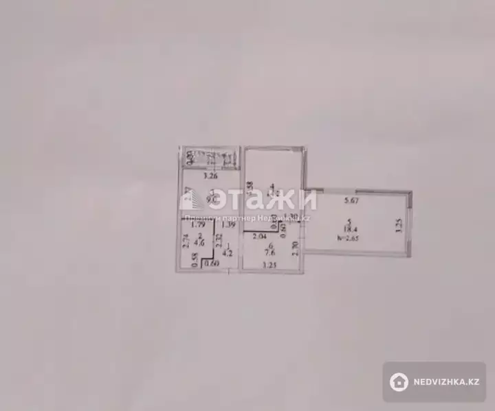 60 м², 2-комнатная квартира, этаж 2 из 15, 60 м², изображение - 1